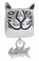 wholesale Cat with dangle fish sterling silver bead compatible with Pandora beads and bracelets