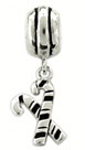 wholesale Sterling silver bead with dangle silver Christmas candy cane compatible with Pandora beads and bracelets