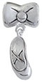 wholesale Ribbon with dangle ballet shoe sterling silver bead compatible with Pandora beads and bracelets