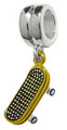 wholesale Sterling silver bead with dangle gold plated silver skateboard compatible with Pandora beads and bracelets