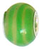wholesale Revolving green stroke glass bead with sterling silver caps compatible with Pandora beads and bracelets
