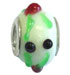wholesale Red and black dots with green stroke glass bead with silver caps compatible with Pandora beads and bracelets