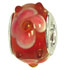 wholesale Pink flowers on red glass bead with 925 sterling silver caps compatible with Pandora beads and bracelets