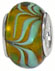 wholesale Light blue swirls on yellow glass beads with 925 sterling silver caps compatible with Pandora beads and bracelets