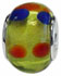 wholesale Red blue pair dots on yellow glass beads with 925 sterling silver caps compatible with Pandora beads and bracelets