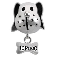Dog bead charm silver jewelry